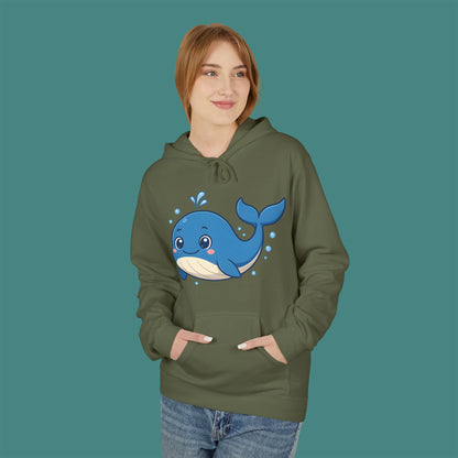 Cartoon Cute Whale Fleece Unisex Hoodie