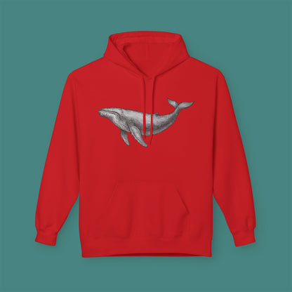 Vintage Etching Whale Fleece Unisex Hoodie