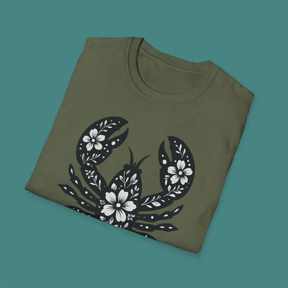 Floral Lobster Silhouette Unisex T-Shirt