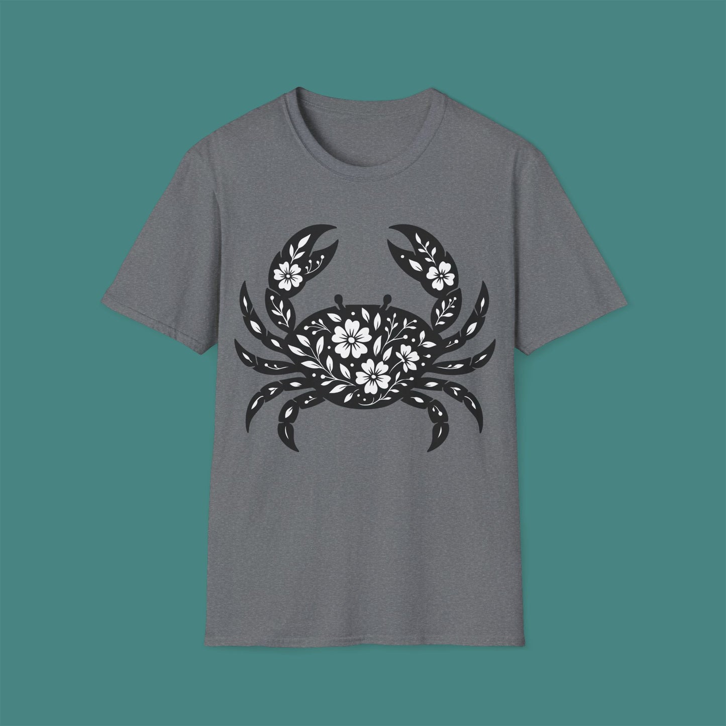 Floral Crab Silhouette Unisex T-Shirt