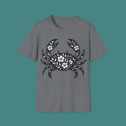 Floral Crab Silhouette Unisex T-Shirt