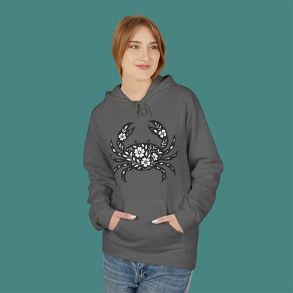 Floral Crab Silhouette Fleece Unisex Hoodie