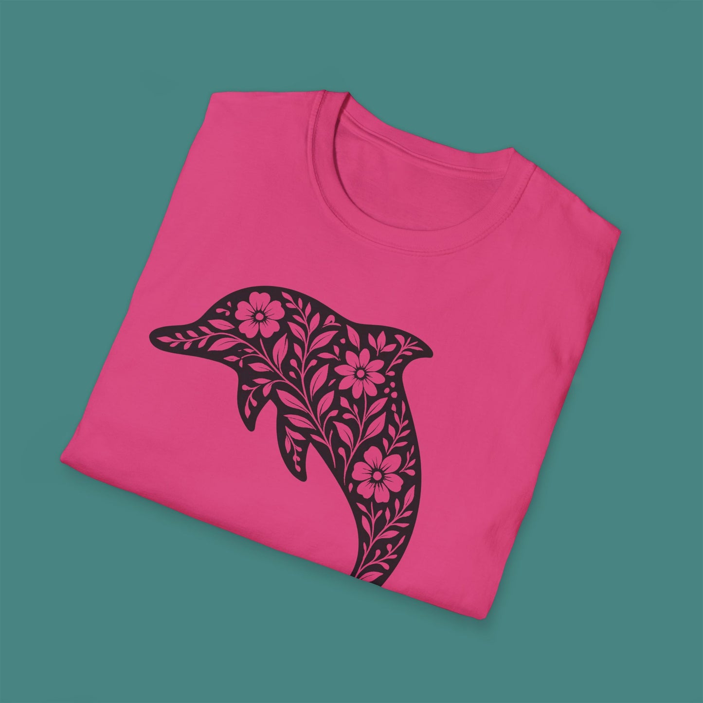 Floral Dolphin Silhouette Unisex T-Shirt
