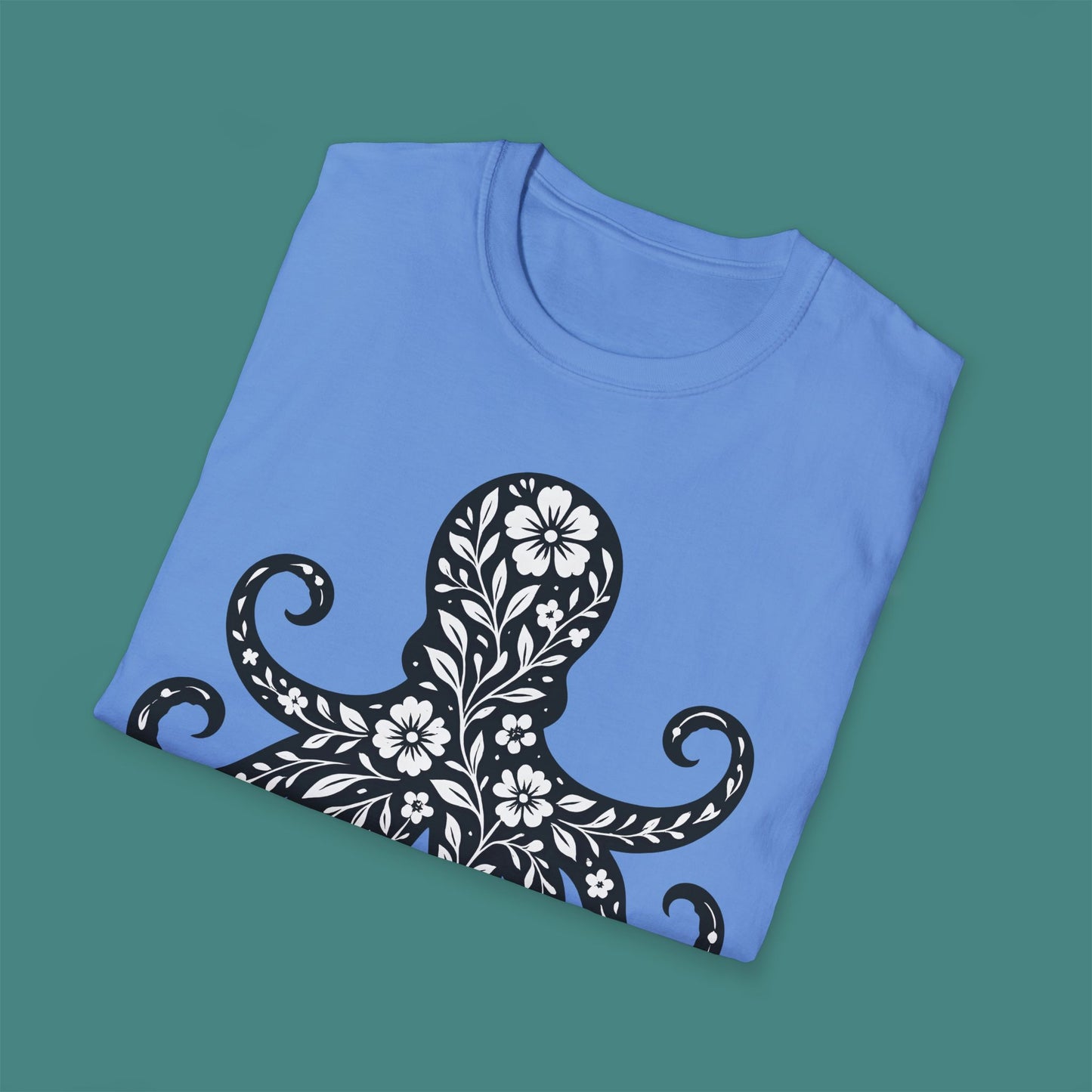 Floral Octopus Silhouette Unisex T-Shirt