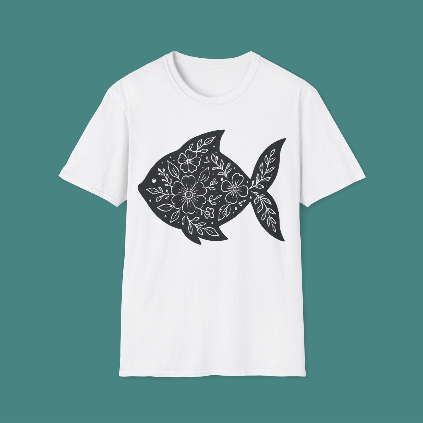 Floral Fish Silhouette Unisex T-Shirt