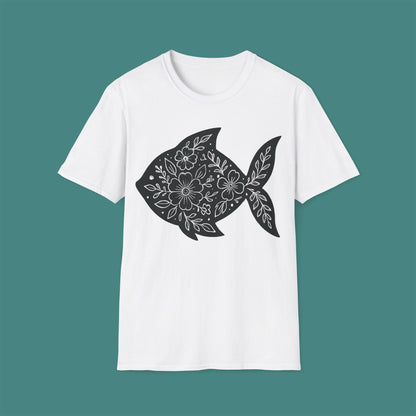 Floral Fish Silhouette Unisex T-Shirt