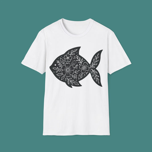 Floral Fish Silhouette Unisex T-Shirt