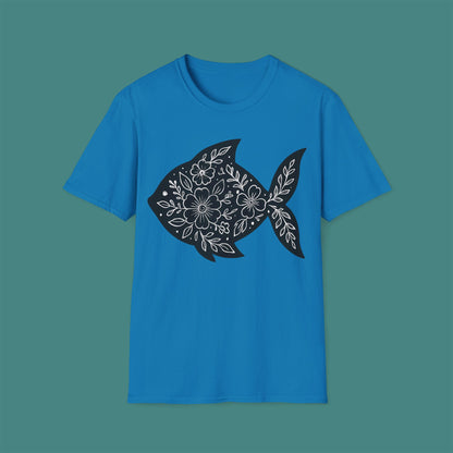 Floral Fish Silhouette Unisex T-Shirt