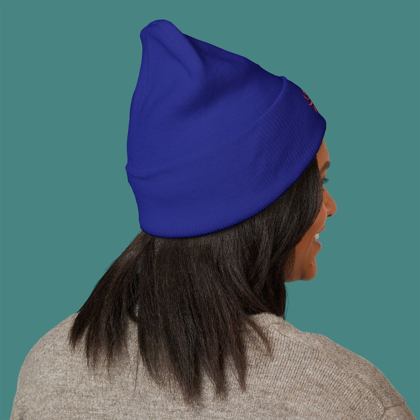 Geometric Polygon Crab Embroidered Beanie