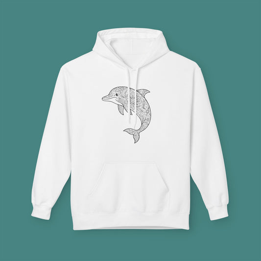 Intricate Mandala Dolphin Fleece Unisex Hoodie