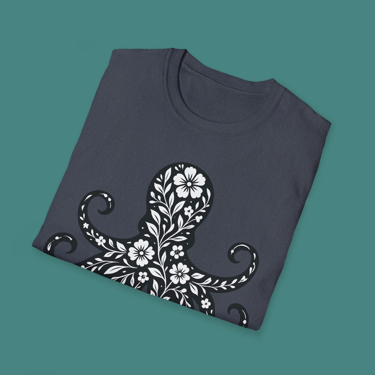 Floral Octopus Silhouette Unisex T-Shirt