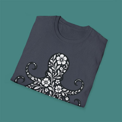 Floral Octopus Silhouette Unisex T-Shirt