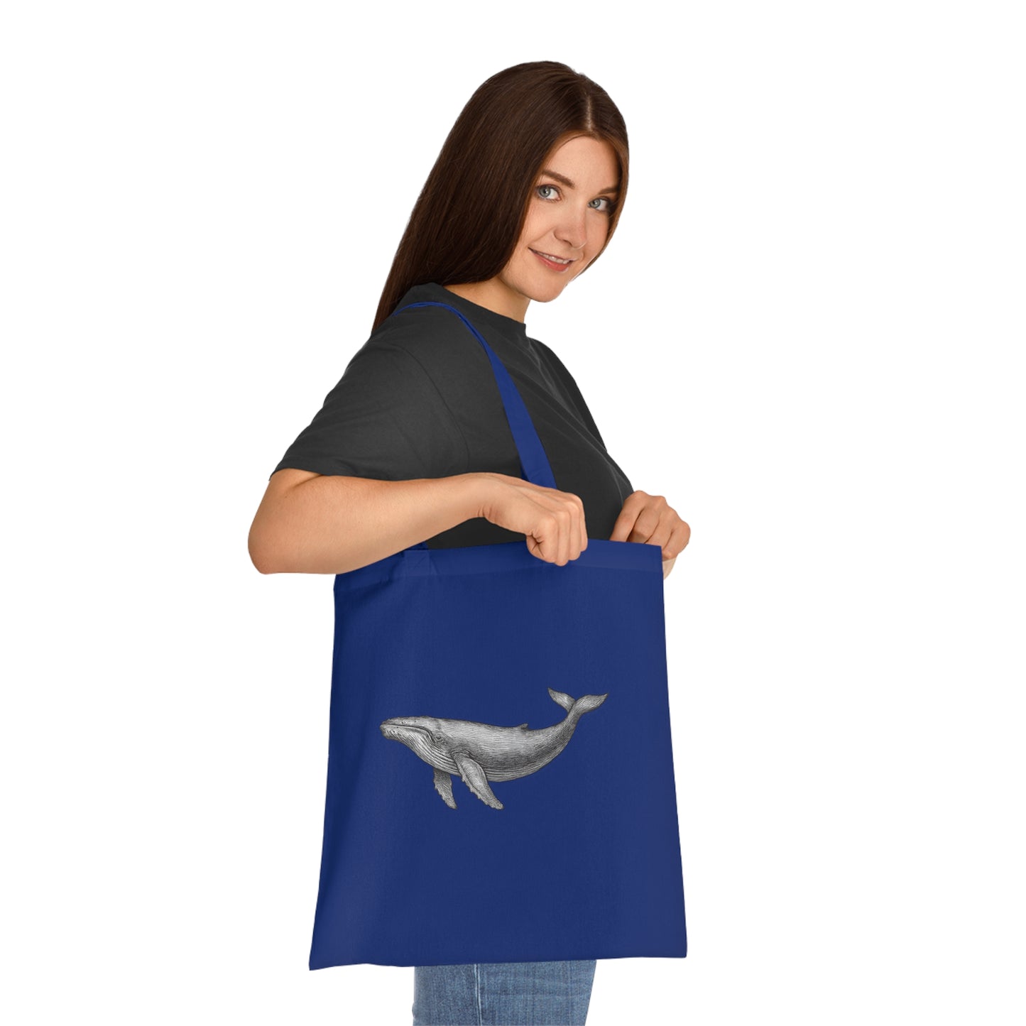 Vintage Etching Whale Tote Bag