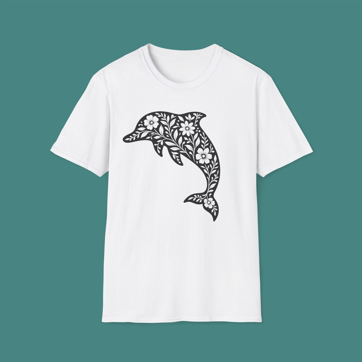 Floral Dolphin Silhouette Unisex T-Shirt