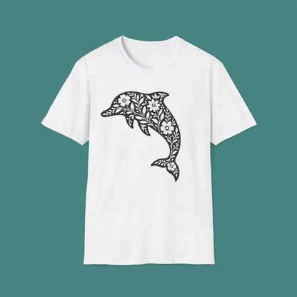 Floral Dolphin Silhouette Unisex T-Shirt