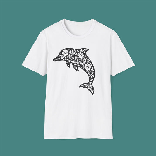 Floral Dolphin Silhouette Unisex T-Shirt