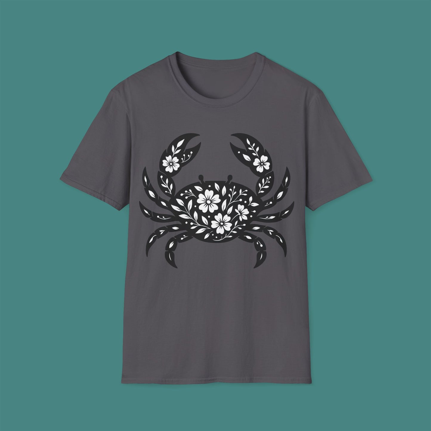 Floral Crab Silhouette Unisex T-Shirt