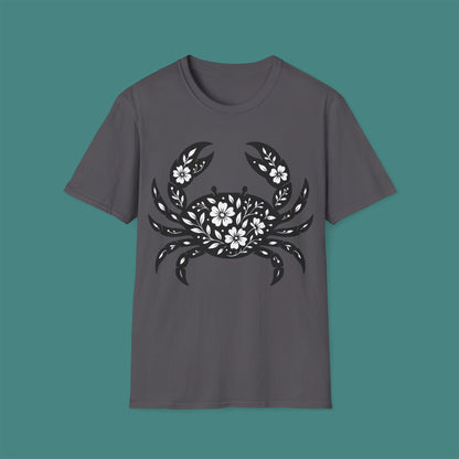 Floral Crab Silhouette Unisex T-Shirt
