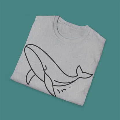 Minimalist Line Art Whale Unisex T-Shirt