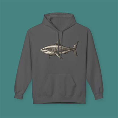 Vintage Etching Shark Fleece Unisex Hoodie