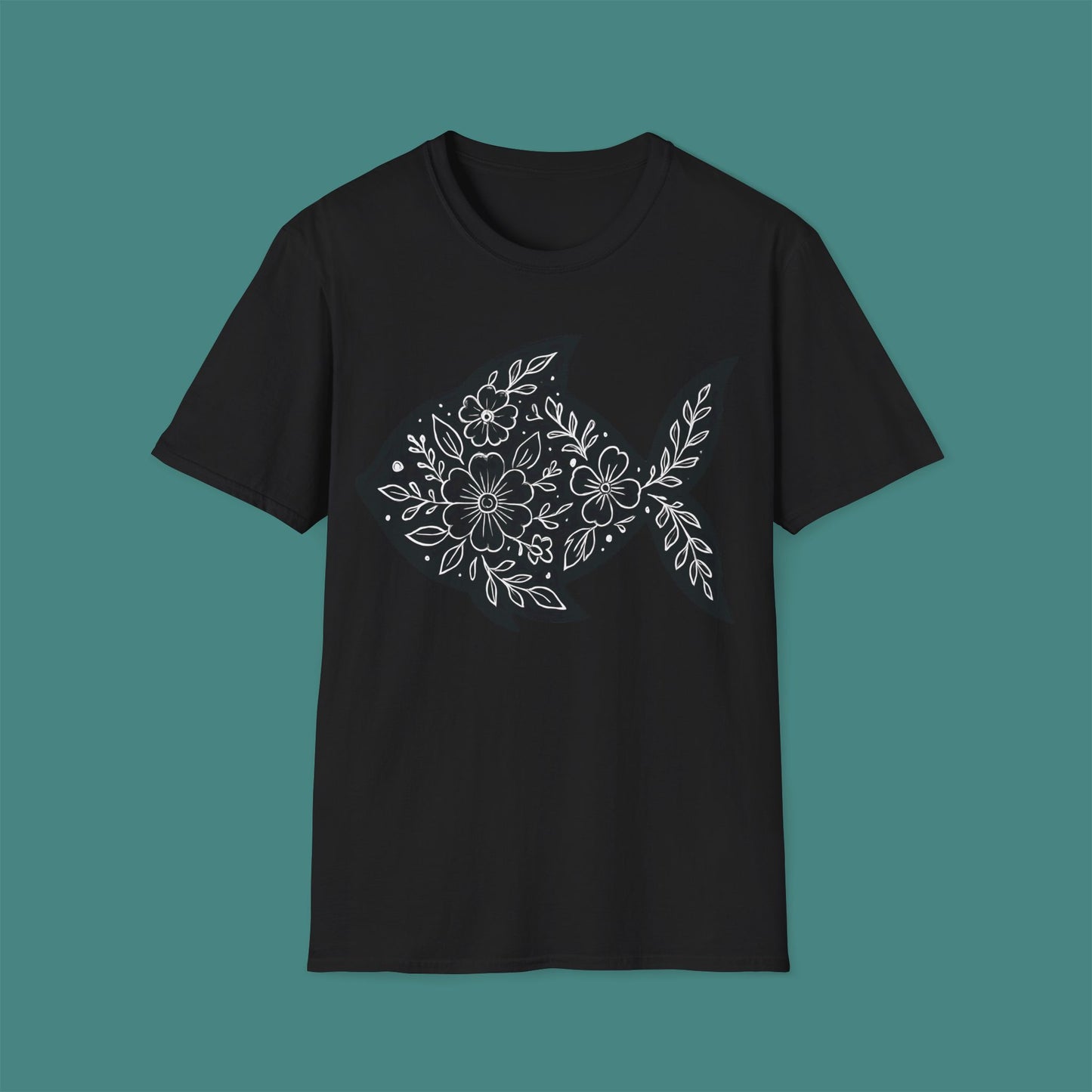 Floral Fish Silhouette Unisex T-Shirt