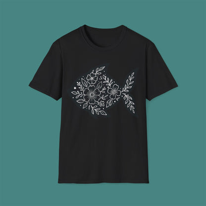 Floral Fish Silhouette Unisex T-Shirt
