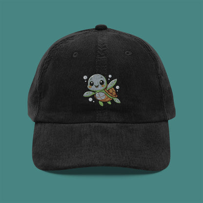 Cartoon Cute Turtle Corduroy Embroidered Cap