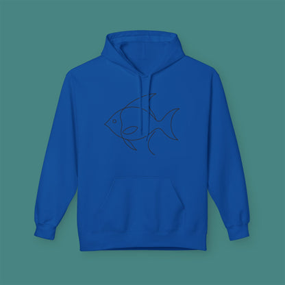 Minimalist Line Art Fish Fleece Unisex Hoodie