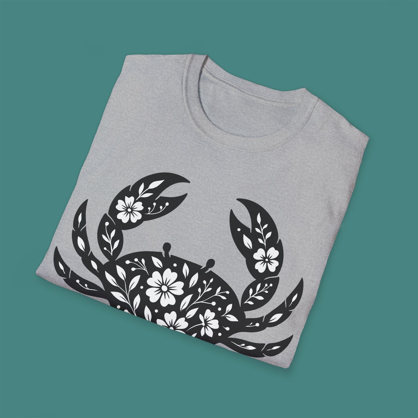 Floral Crab Silhouette Unisex T-Shirt