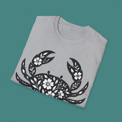 Floral Crab Silhouette Unisex T-Shirt