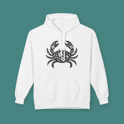 Floral Crab Silhouette Fleece Unisex Hoodie