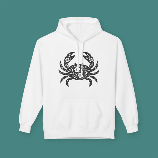 Floral Crab Silhouette Fleece Unisex Hoodie