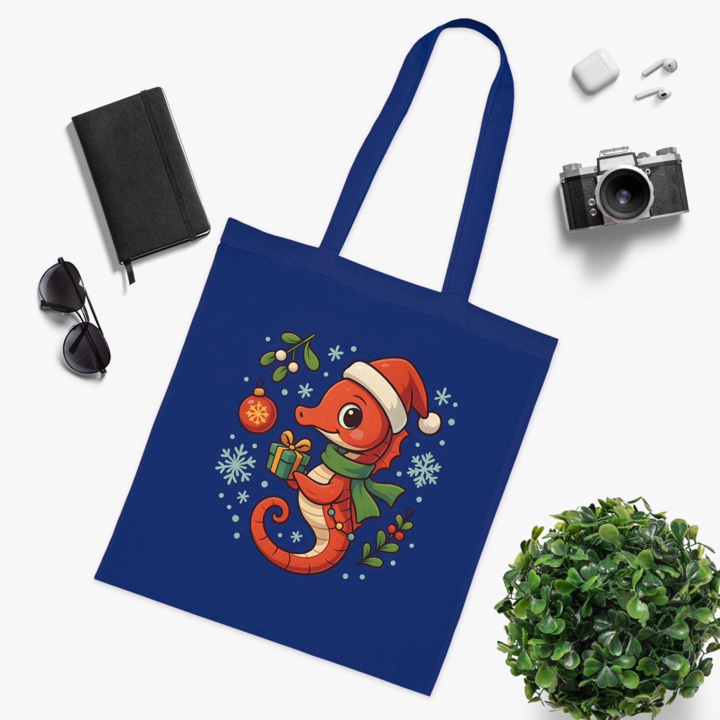 Christmas Seahorse Tote Bag