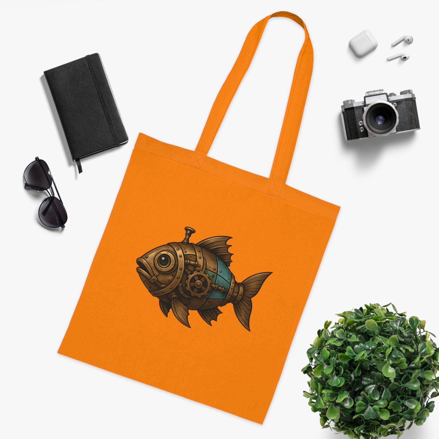 Steampunk Mechanical Fish Tote Bag