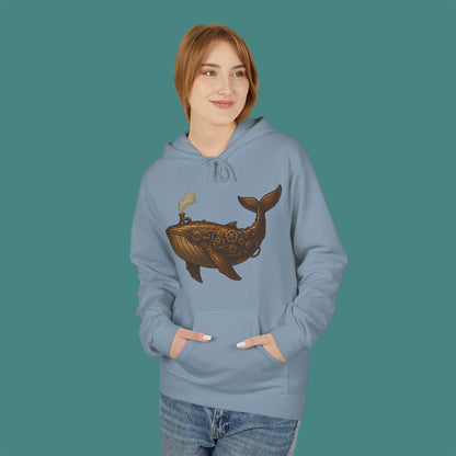 Steampunk Mechanical Whale Fleece Unisex Hoodie