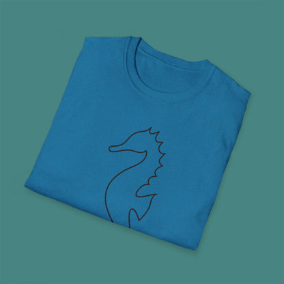 Minimalist Line Art Seahorse Unisex T-Shirt