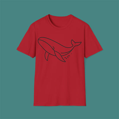 Minimalist Line Art Whale Unisex T-Shirt