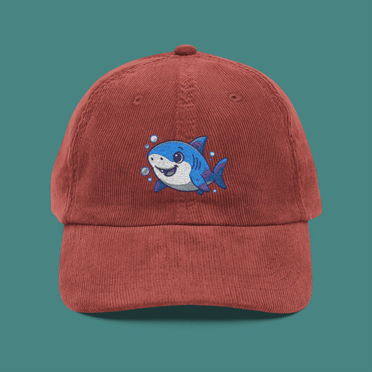Cartoon Cute Shark Corduroy Embroidered Cap