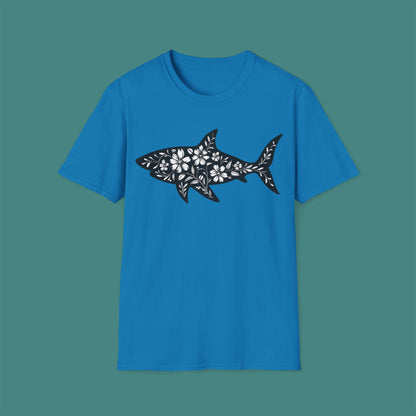 Floral Shark Silhouette Unisex T-Shirt