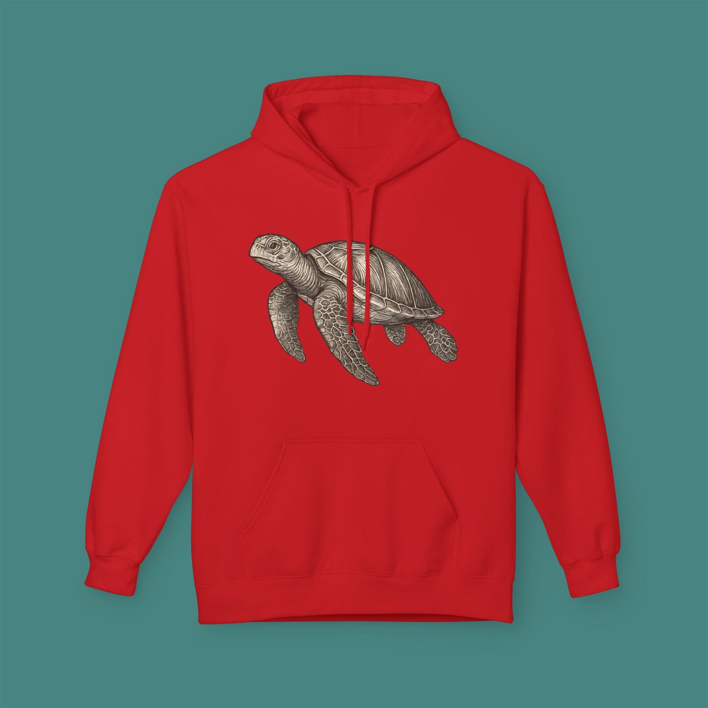 Vintage Etching Turtle Fleece Unisex Hoodie