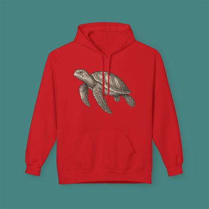 Vintage Etching Turtle Fleece Unisex Hoodie