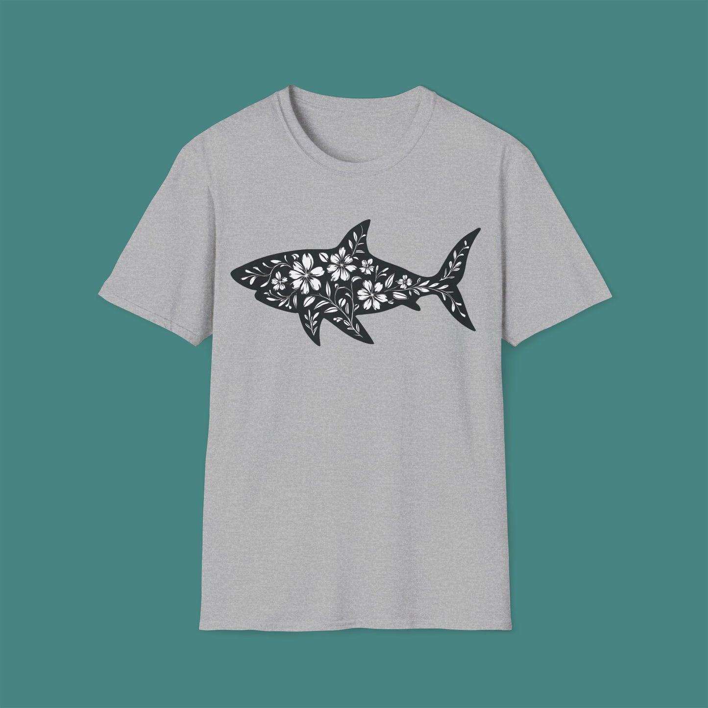 Floral Shark Silhouette Unisex T-Shirt
