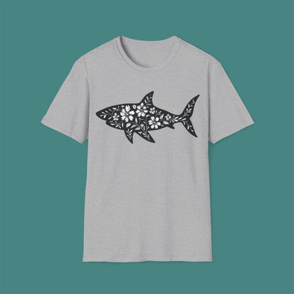 Floral Shark Silhouette Unisex T-Shirt