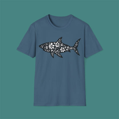 Floral Shark Silhouette Unisex T-Shirt