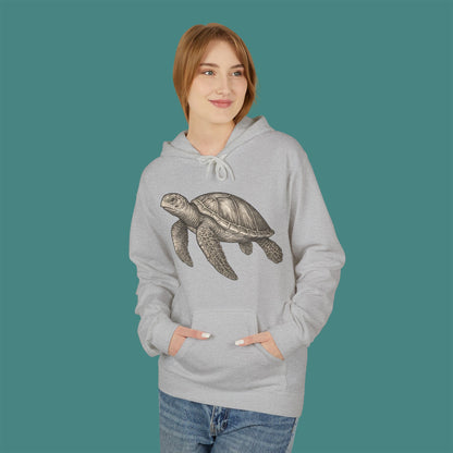 Vintage Etching Turtle Fleece Unisex Hoodie