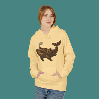 Steampunk Mechanical Whale Fleece Unisex Hoodie