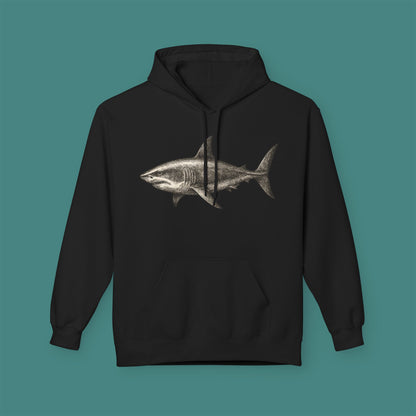 Vintage Etching Shark Fleece Unisex Hoodie