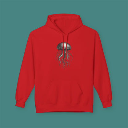 Vintage Etching Jellyfish Fleece Unisex Hoodie