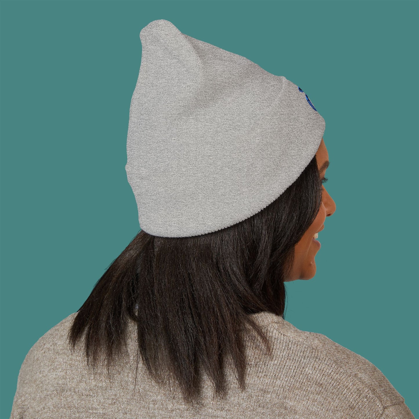 Geometric Polygon Turtle Embroidered Beanie