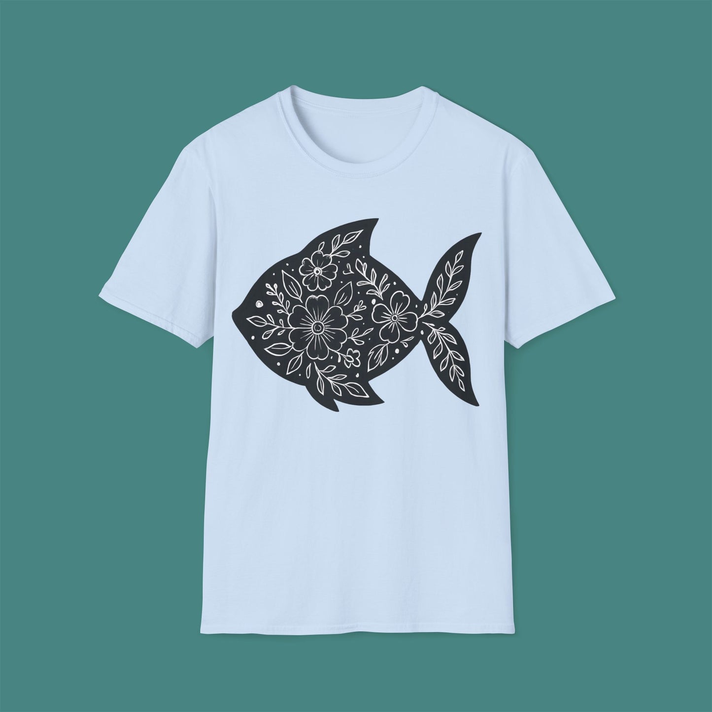 Floral Fish Silhouette Unisex T-Shirt